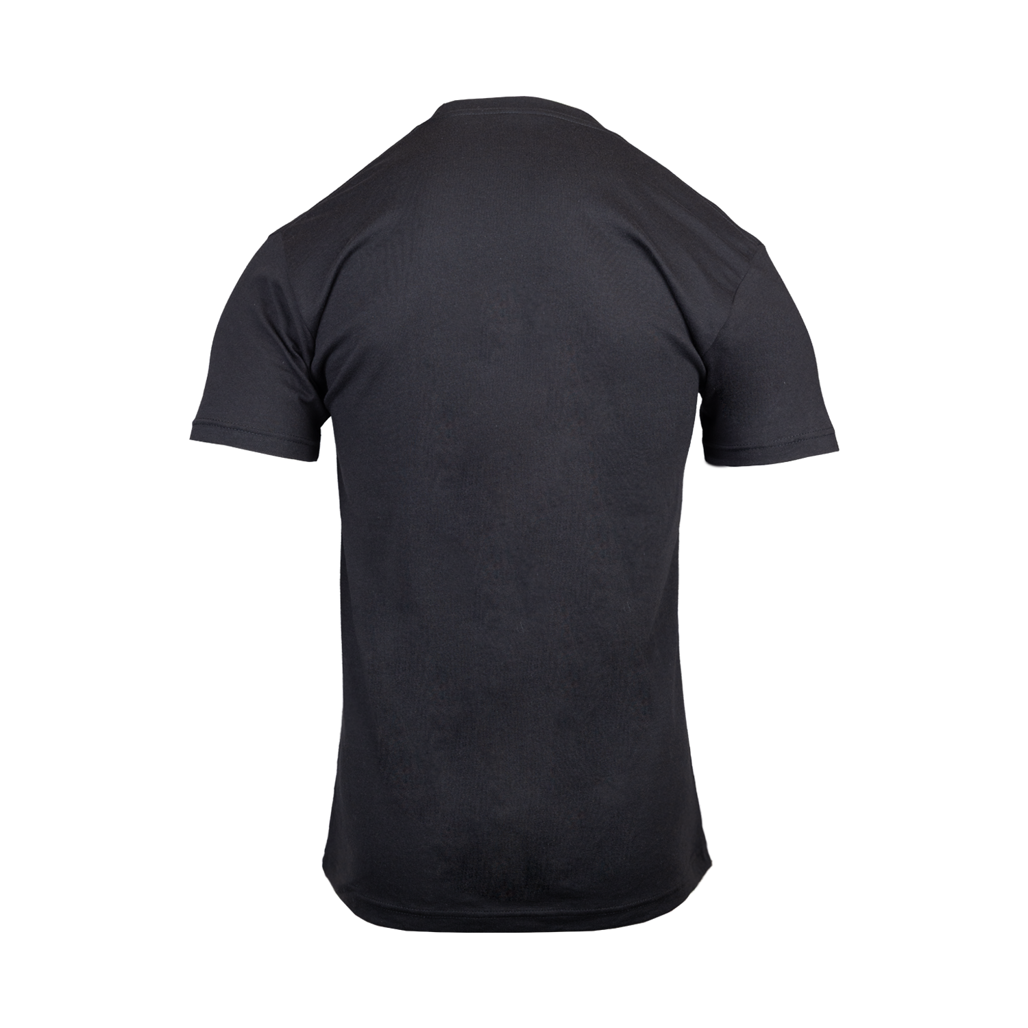 Rear view of black tee