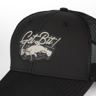 closeup of logo patch on Black "Get Bit!" hat