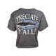 dark grey Preciate Y'all Crop Tee with fish graphic