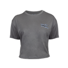 dark grey crop tee with fish and "GET BIT!" text on left chest