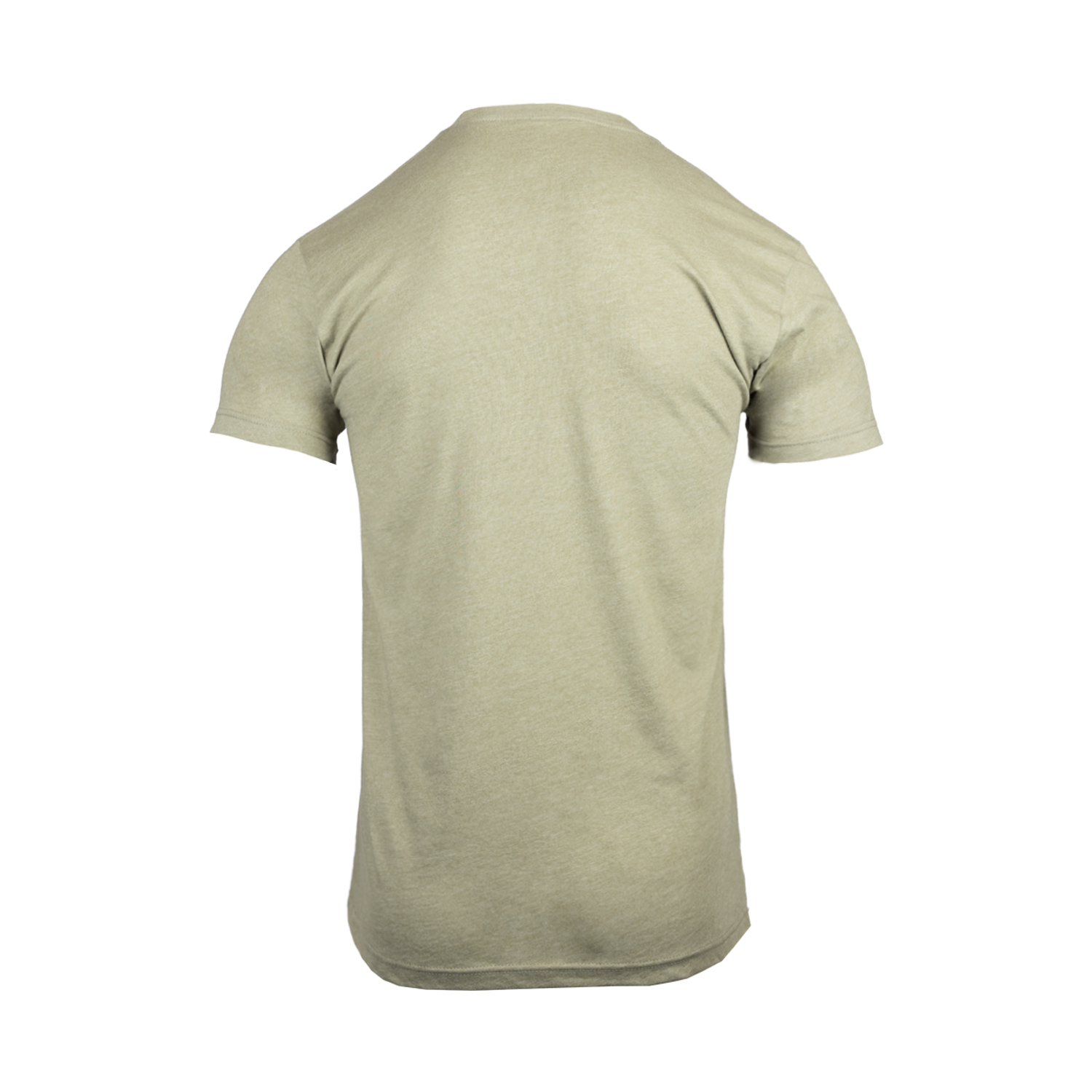 Rear view of light olive tee