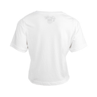 Rear view of white crop tee