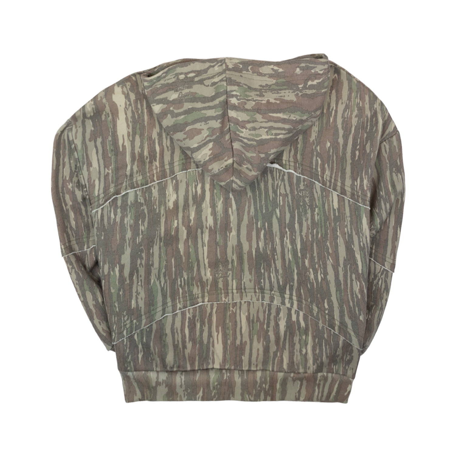 Rear view of camo hoodie