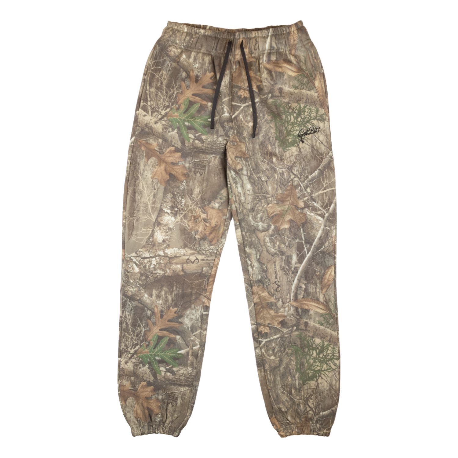 Camouflage ladies sweatpants on a white background