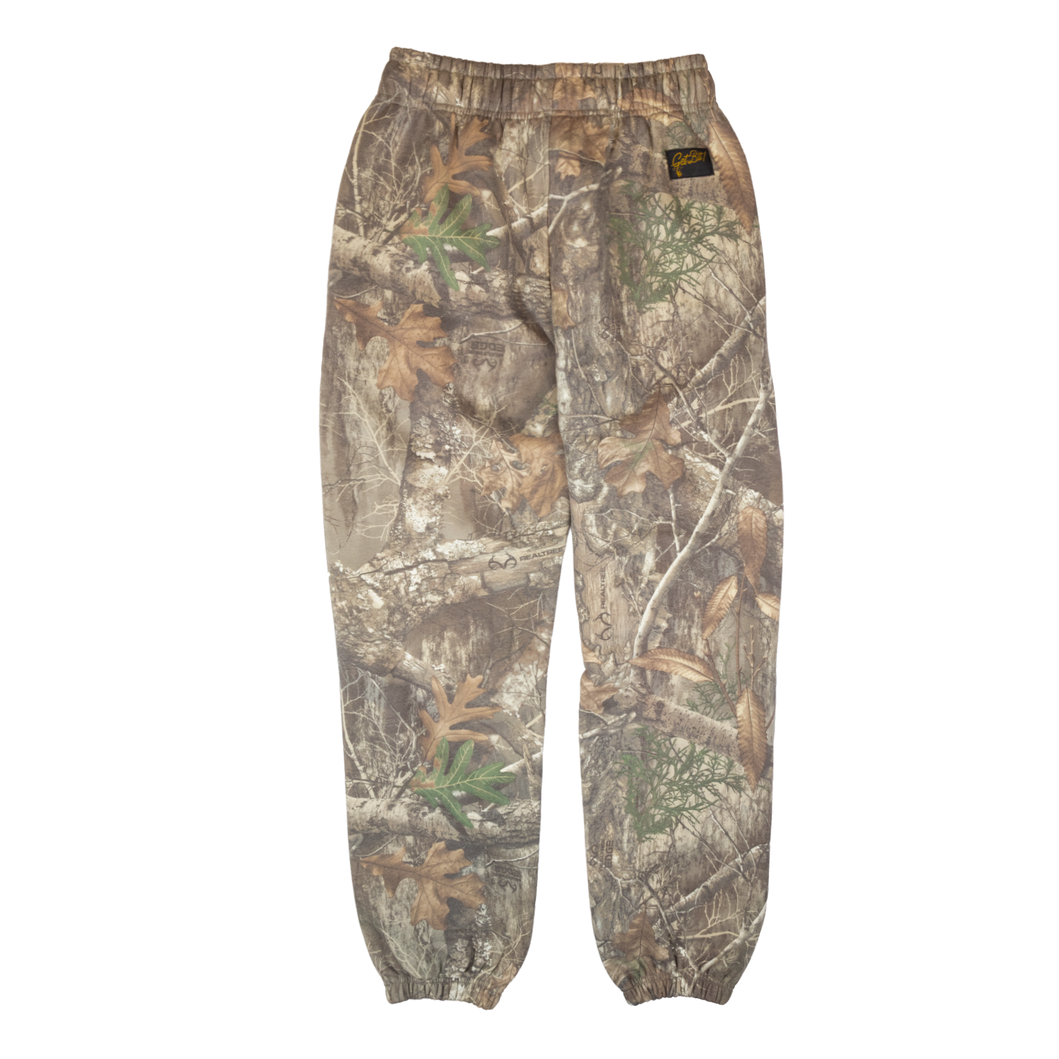 Camouflage sweatpants on a white background