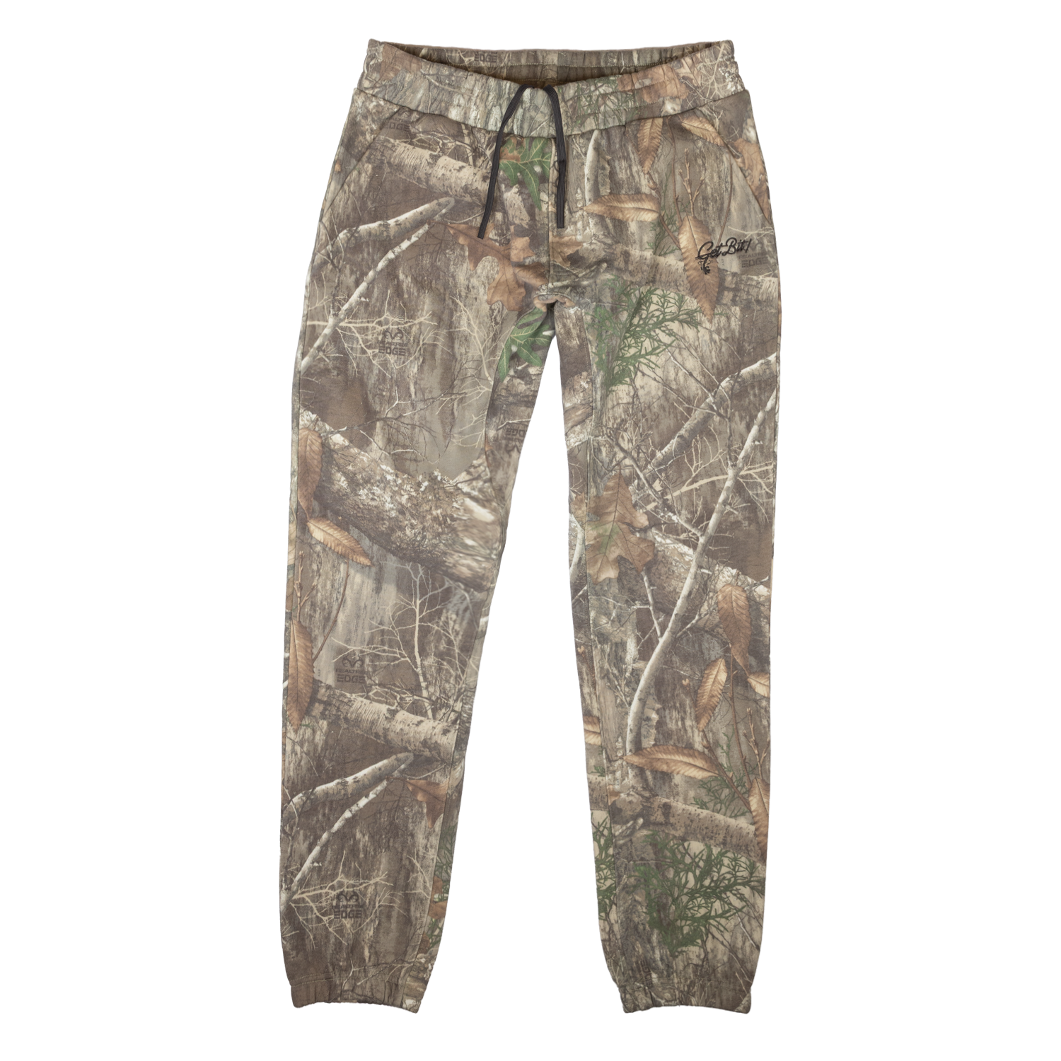 Camouflage sweatpants on a white background